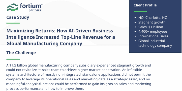 Maximizing Returns: How AI-Driven Business Intelligence Increased Top-Line Revenue for a Global Manufacturing Company